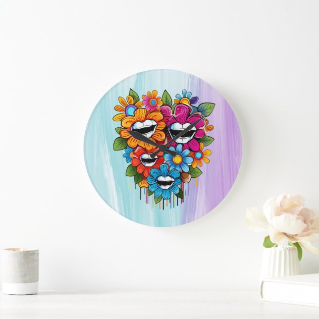 Relógio Grande Chatty Blossoms Taza (Lar)