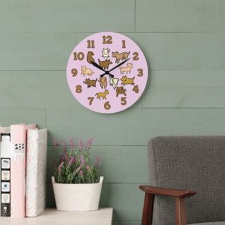 Relógio Grande Cheerful Cartoon Dogs Wall Clock