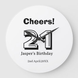 Relógio Grande Cheers 21 birthday bold letter name boy man gifts 