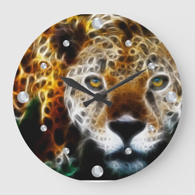 Relógio Grande Cheetah Fractal Wall Clock (Frente)