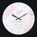 Relógio Grande Cherry Blossom Sketch Modern Wedn Aniversário<br><div class="desc">Um relógio moderno, elegante e personalizado de aniversários de casamento mantém-se com esboços de tinta de cerejeiras cor-de-rosa, tipografia moderna e as palavras "Aniversário de Casamento" em caligrafia elegante. Um belo presente de casamento personalizado ou aniversário de casamento para um jovem - e jovem de coração - casal comemorando suas...</div>