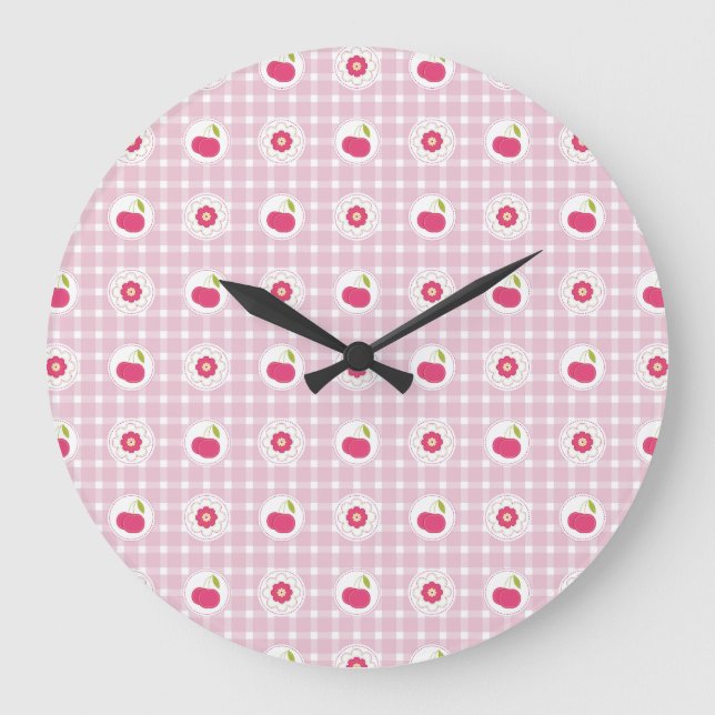 Relógio Grande Cherry Picnic Wall Clock (Frente)