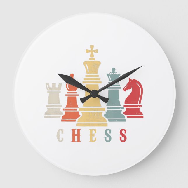 Relógio Grande Chess Lover | Presente do Xadrez Set Checkmate (Frente)