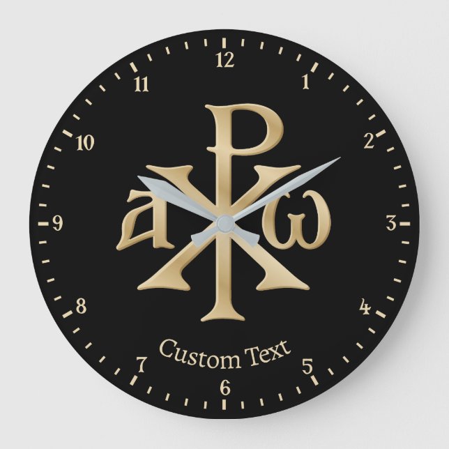 Relógio Grande Chi Rho Christograma Wall Clock (Frente)