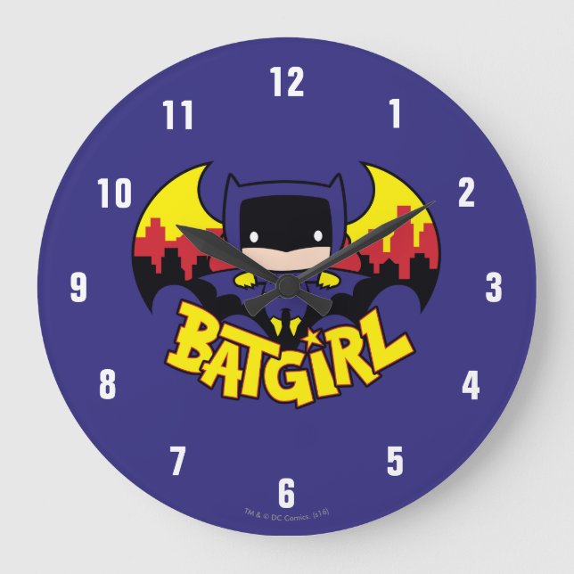 Relógio Grande Chibi Batgirl Com Skyline & Logo Gotham (Frente)