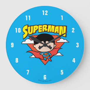 Relógio Grande Chibi Superman Bolinhas Shield e Nome