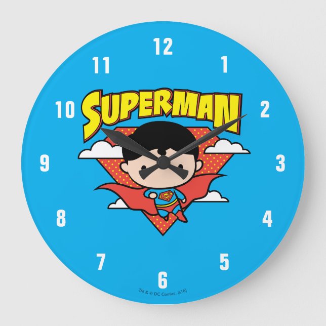 Relógio Grande Chibi Superman Bolinhas Shield e Nome (Frente)