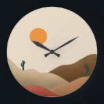 Relógio Grande Chic Boho Terracotta Desert Cactus<br><div class="desc">Um relógio de parede moderno e chic perfeito para um quarto teórico boho tropical ou sala de estar. Ele apresenta um pôr do sol na sobremesa com cacto. Perfeito como presente para recém-casados,  amigos de uma festa de inauguração e aniversários.</div>