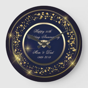 Relógio Grande Chic, Confetti, 50º Aniversário de Casamento Diamo