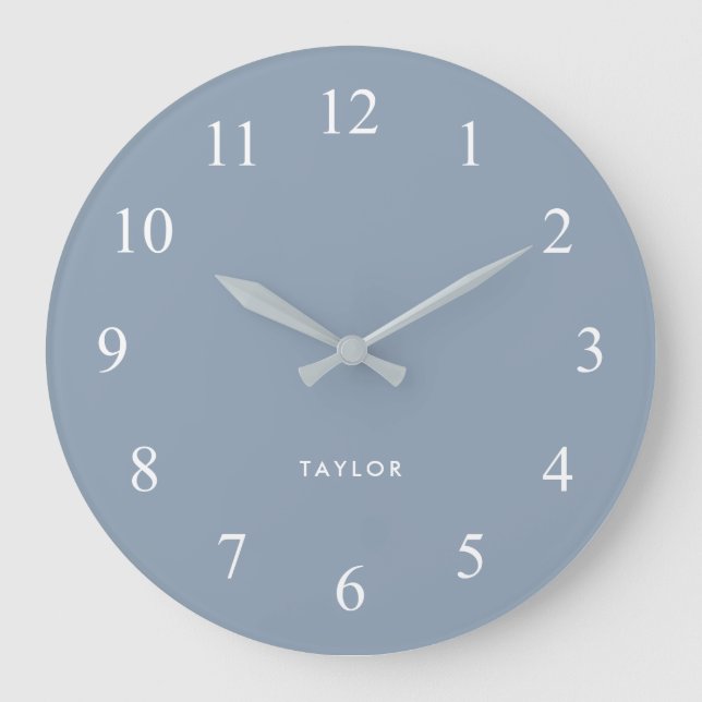 Relógio Grande Chic e Elegante Azul e Branco Dusty (Frente)