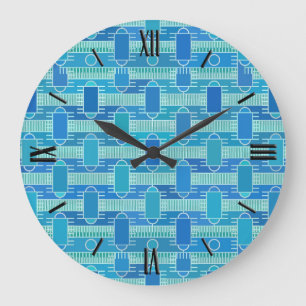 Relógio Grande Chic industrial Art Deco - azul macio