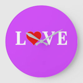 Relógio Grande Chic Moderno do Amor Roxo