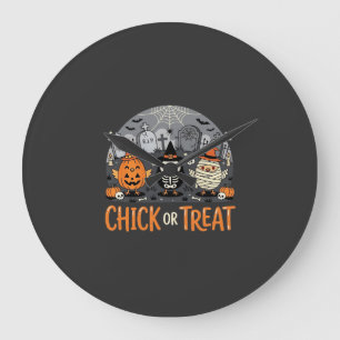 Relógio Grande Chick or Treat Design de Cemitério de Halloween Fo