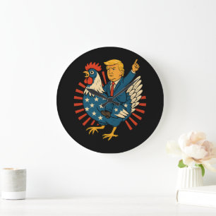 Relógio Grande Chicken Jockey Trump Engraçado Memória