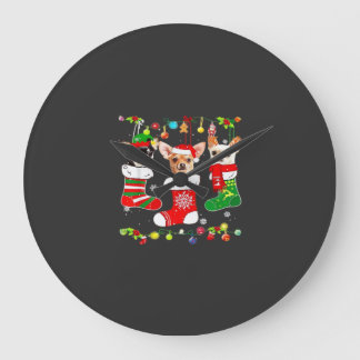 Relógio Grande Chihuahua Christmas Lights Xmas Dog Classic T-Shir