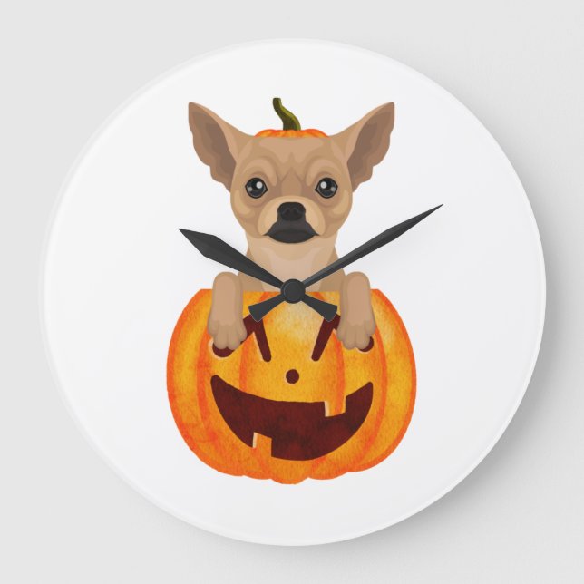 Relógio Grande Chihuahua Pumpkin    (Frente)