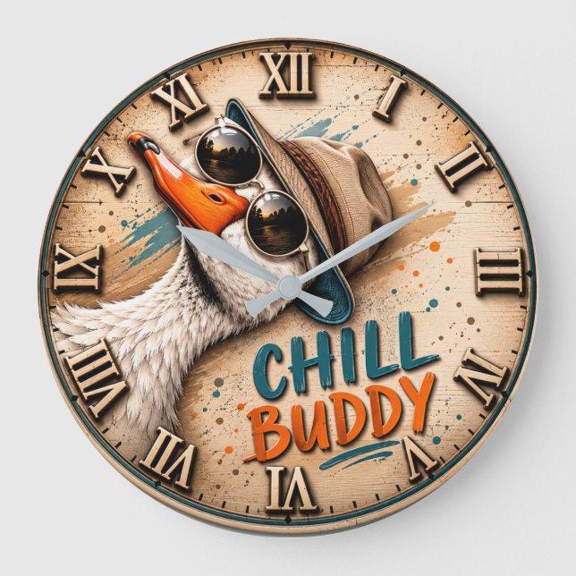 Relógio Grande Chill Buddy Funny Goose  (Frente)