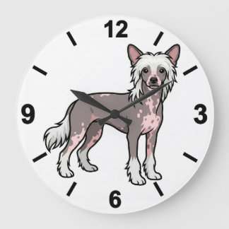 Relógio Grande Chinese Crested Dog Wall Clock Unique Pet Decor