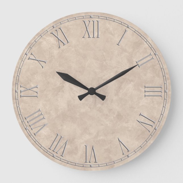 Relógio Grande Chique Rustic Beige Tan Large Clock (Frente)