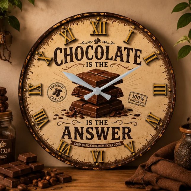 Relógio Grande  Chocolate Is the Answer Kitchen Decor for Bakers (Criador carregado)