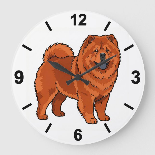 Relógio Grande Chow Chow Dog Wall Clock Fluffy Pet Decor (Frente)