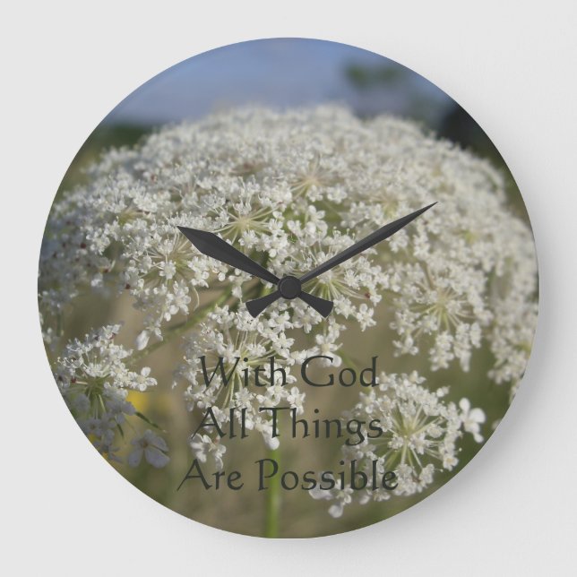 Relógio Grande Christian Com Deus Todas As Coisas São Possíveis (Frente)