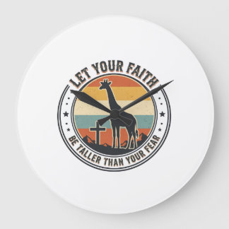 Relógio Grande Christian Faith Giraffe Inspirational Retro Sunset