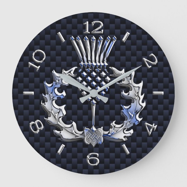 Relógio Grande Chrome Like Scottish Thistle Blue Dial em um (Frente)