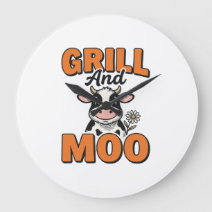 Relógio Grande Churrasco De Vaca Engraçada E Design De Camiseta V