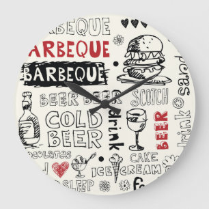 Relógio Grande Churrasco Louco: Arte de Rabisco