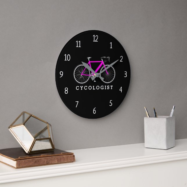 Relógio Grande Ciclo Rosa Do Cicologista A Preto (Escritório)