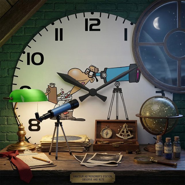 Relógio Grande Cientista com Humor de Ciência Astronomia de Teles (Criador carregado)