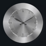 Relógio Grande Cinza de prata Design metálico sem aço inoxidável<br><div class="desc">Simples cinza de aço inoxidável metálico elegante,  elegante e brilhante design.</div>