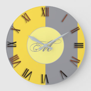 Relógio Grande Cinzas Amarelo-Claro E Suave Personalizadas