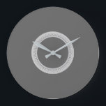 Relógio Grande Cinzas Escuras Modernas<br><div class="desc">Relógio moderno das cinzas escuras com padrão geométrico de cinzas claras.</div>