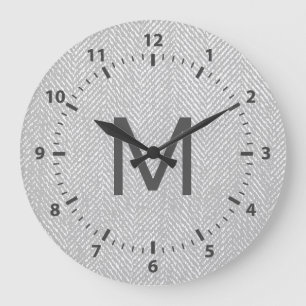 Relógio Grande Cinzas Modernas e Sutis Brancos