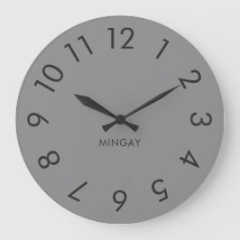 Relógio Grande Cinzas Sólidas Personalizadas Modernas e Minimalis