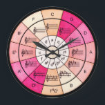 Relógio Grande Círculo de quinze design elegantes para músicos<br><div class="desc">Na moda e vintage moderna,  com um círculo de 5° relógio design com chaves principais e seus menores relativos,  além das grandes tríades. A ideia mais única e excelente de presente para professores e estudantes de música ou para o amante da música em sua vida.</div>