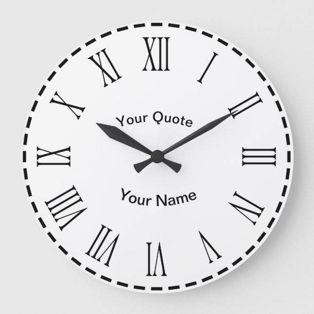 Relógio Grande Círculo de Traços com Numerais Romanos Radiantes (Frente)