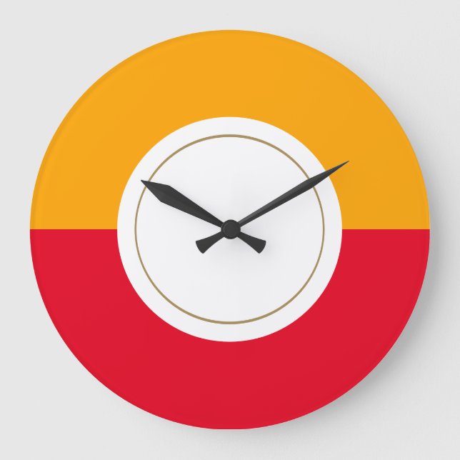 Relógio Grande Círculo Moderno do Meio século Amarelo Ouro Vermel (Frente)