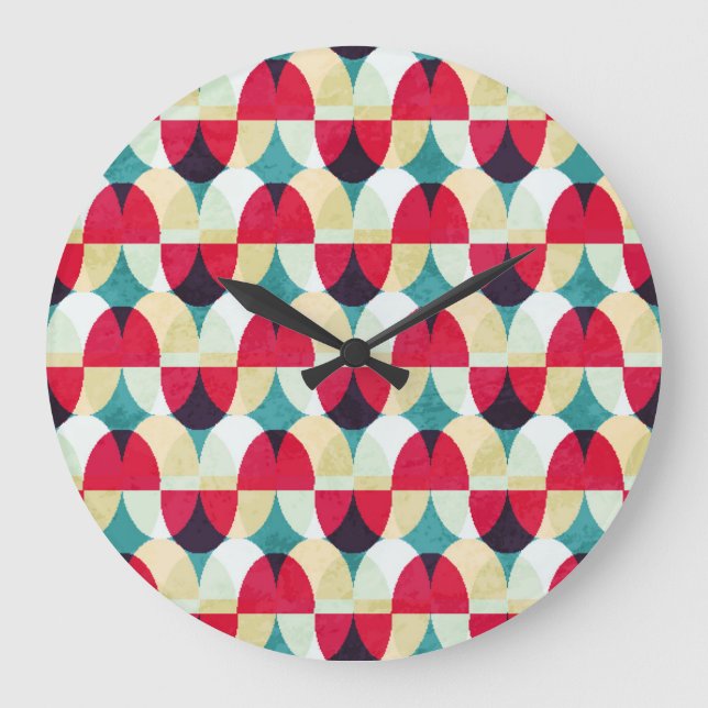 Relógio Grande Círculo vítreo, padrão abstrato sem costura. (Frente)