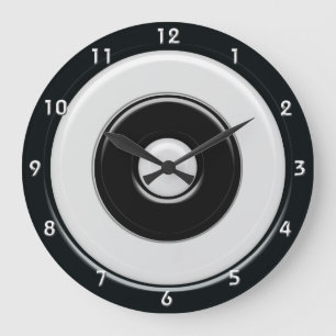 Relógio Grande Círculos & Bullseye pretos & brancos com números