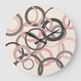 Relógio Grande Círculos cor-de-rosa e Cinzas