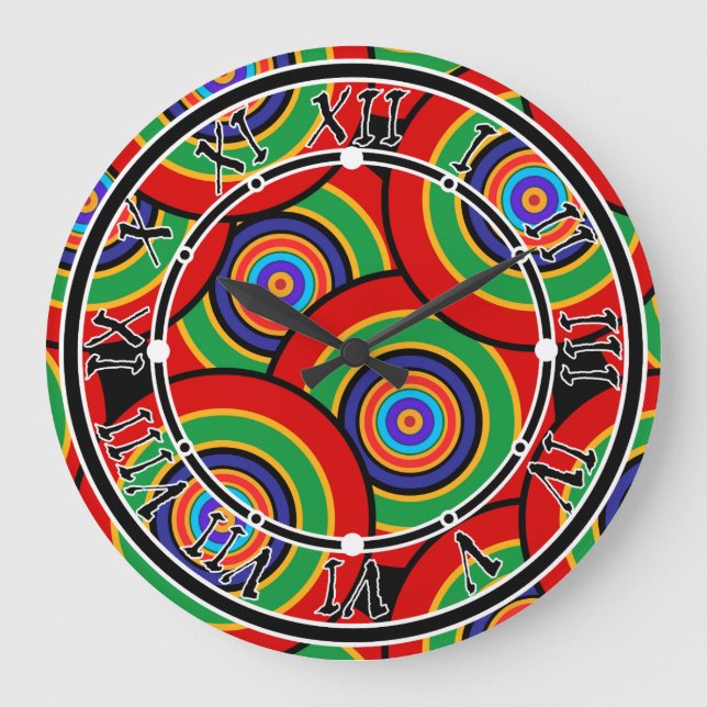 Relógio Grande Círculos e anéis retro (Frente)