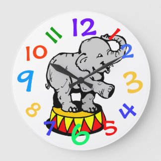 Relógio Grande Circus Elephant Art Kids Room Wall Clock