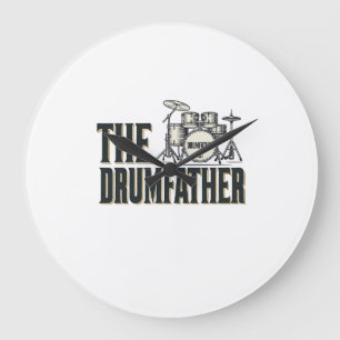 Relógio Grande Citação de baterista Drumfather Vintage Design em