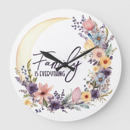 Relógio Grande Citação de Família em Grinalda Boho