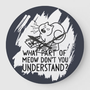 Relógio Grande Citação de Gato Branca Engraçado