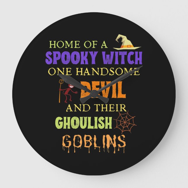 Relógio Grande Citação do Halloween da Família com a Web de aranh (Frente)