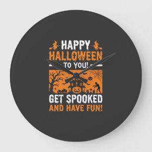 Relógio Grande Citação Feliz Halloween Casa Assombrada Assustador